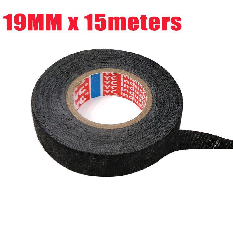 15meters Adhesive Cloth Tape for Cable Harness Wiring Loom Width 9/15/19/25/32MM Length15M
