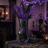 Halloween Themed Floral Display Vessel Witch Boot Vase, Gothic Spider Web Flower Black Decorative Vase with Purple Accents Table