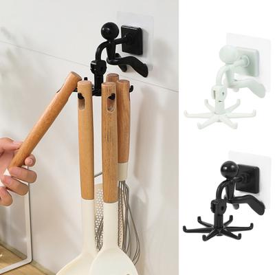1 set cârlig pentru agățat cârlig rotativ pentru agățat montat pe perete cu 6 cârlige, fără perforare, cârlig de depozitare autoadeziv pentru bucătărie, baie
