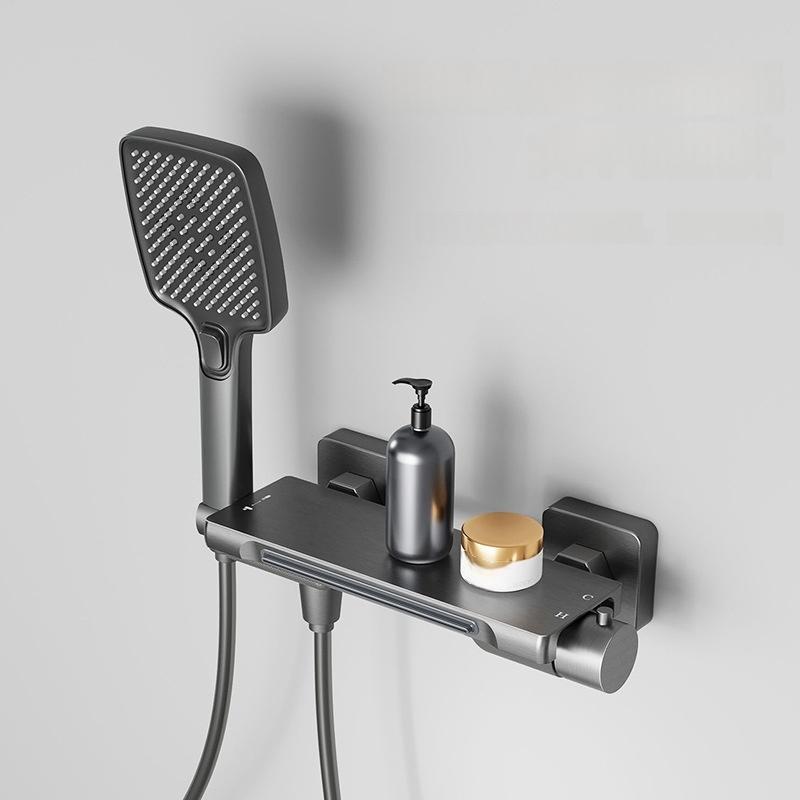 

Waterfall Bathtub Faucet Shower Set Household Bathroom Wall Mounted Brass Hot and Cold Mixier Valve Bath Shower Head серый