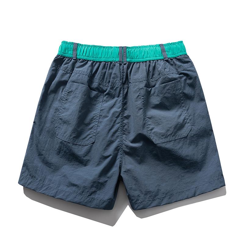 Men's Contrast Waistband Casual Shorts – Elastic Drawstring Nylon Pocket Shorts for Summer Streetwear
