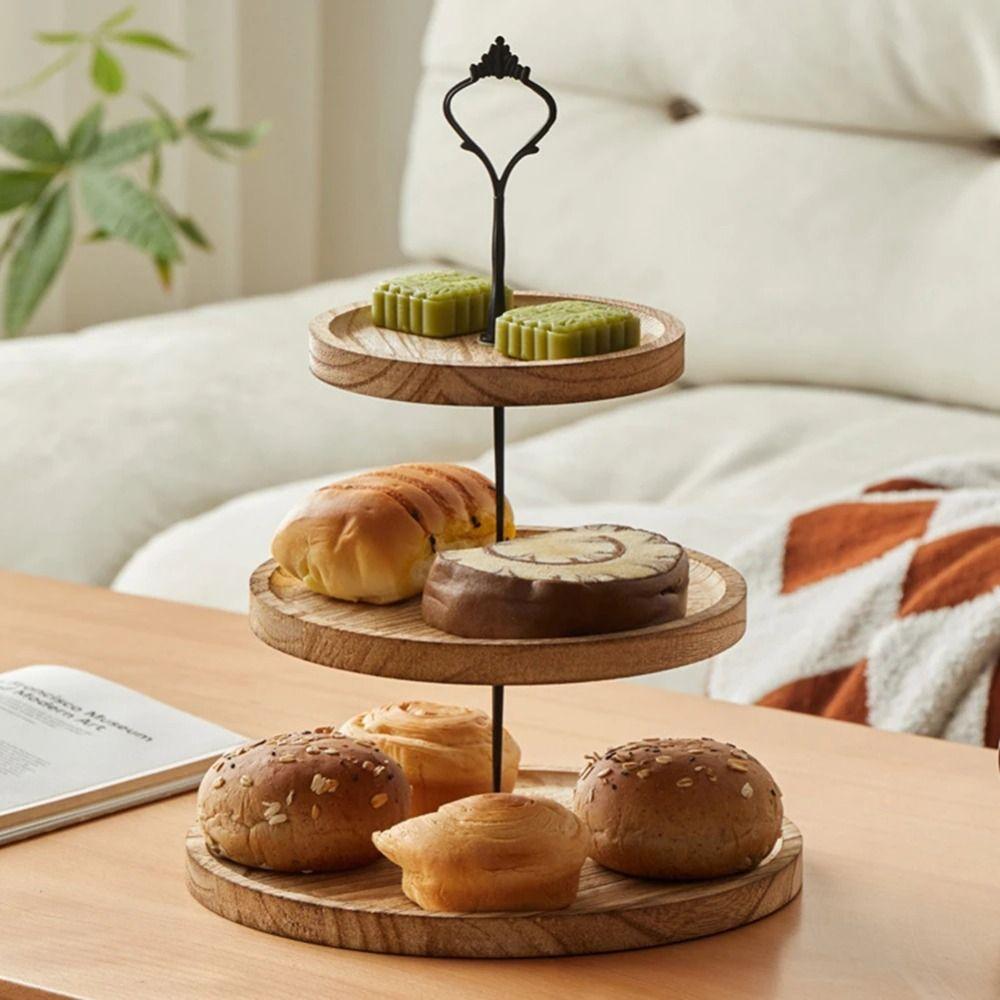 Decorative Wooden Cupcake Stand 2/3-Layer Cake Serving Tray Cupcake Holder Shelf  Dried Fruit
