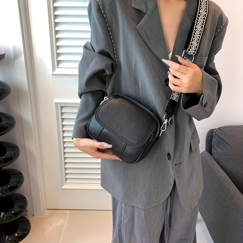 Chic Women’S Crossbody Bag - Solid Color Durable PU Magnetic Closure Comfort Strap Small & Stylish Purse With Zipper