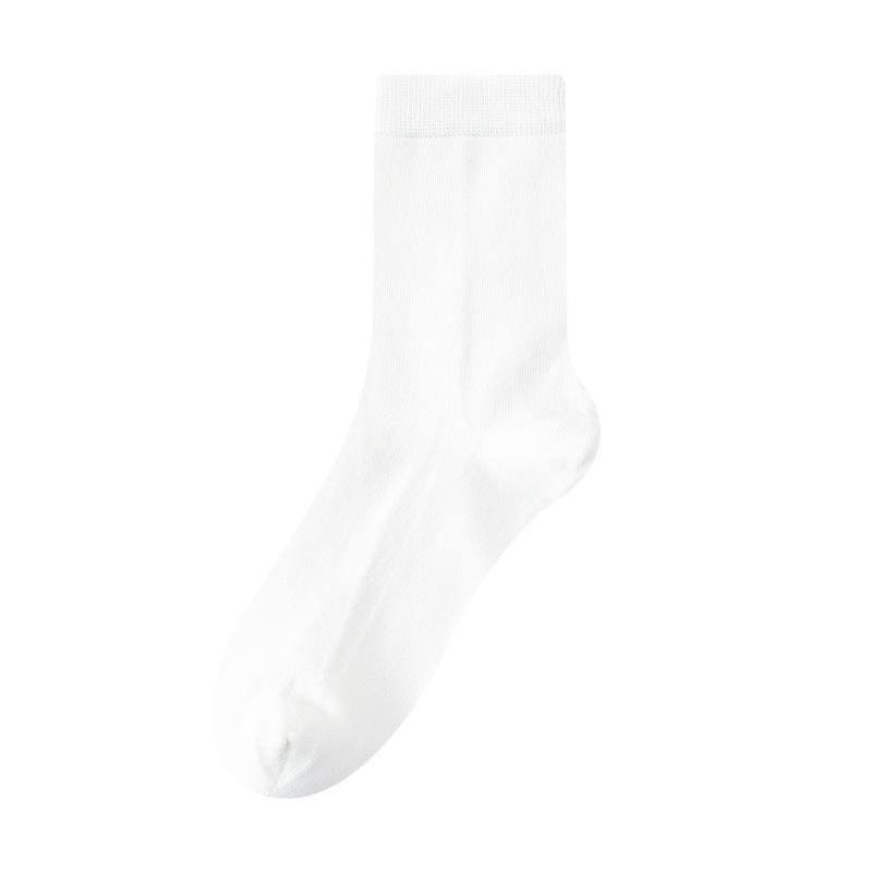 Men's Autumn and Winter Boneless Mid-calf Socks, High Cotton Antibacterial, Deodorizing and Sweat-absorbing Men's Black Business Long Calf Socks