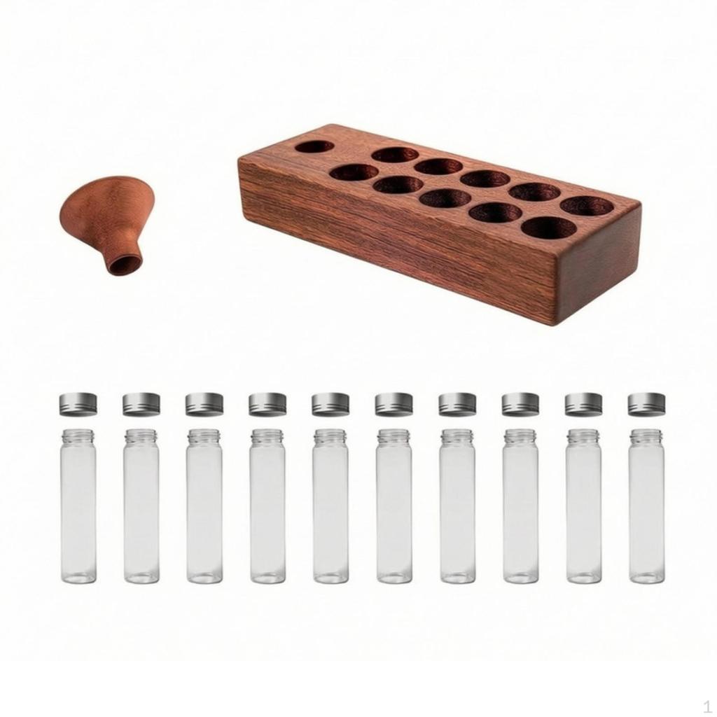 Coffee Bean Storage with Wooden Base Airtight SingleSingleServing Tubes Rack
