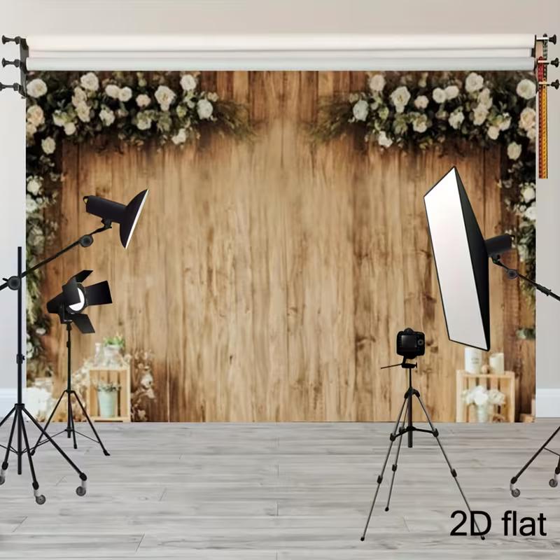

2D 2D Flat Rustic Floral Wood Background for Engagement & Rustic Themed Events 47.2x31.5inch/120*80cm