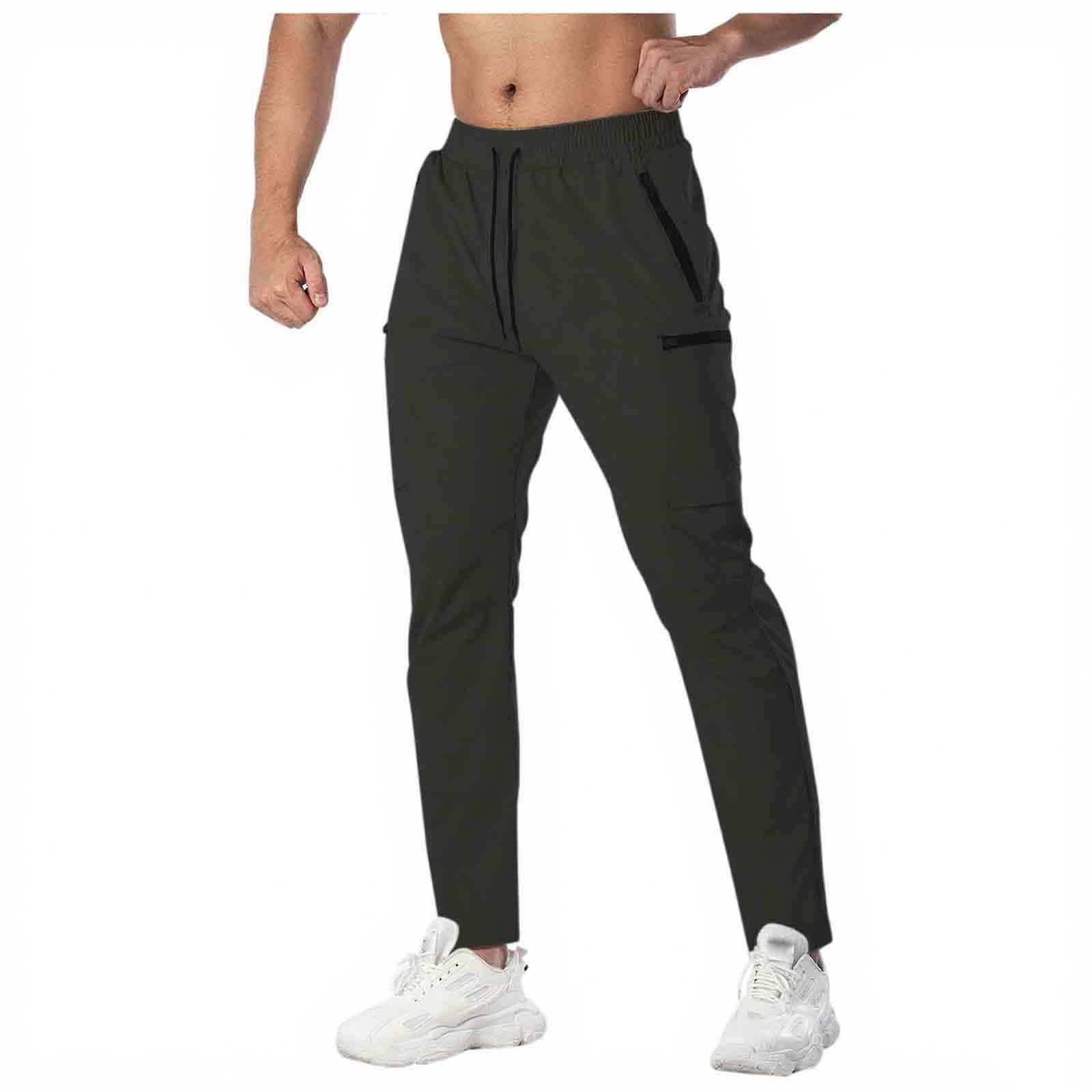 

Men’s Quick Dry Sweatpants Stretchy Athletic Joggers Elastic Waist Drawstring Hiking Outdoor Pants With Pockets XXXL чёрный
