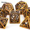 7 Pcs Copper Gear Wheel Metal Dice Hollow Metal Polyhedral Dice Set Suitable for Role-Playing RPG  Board Game Card Game
