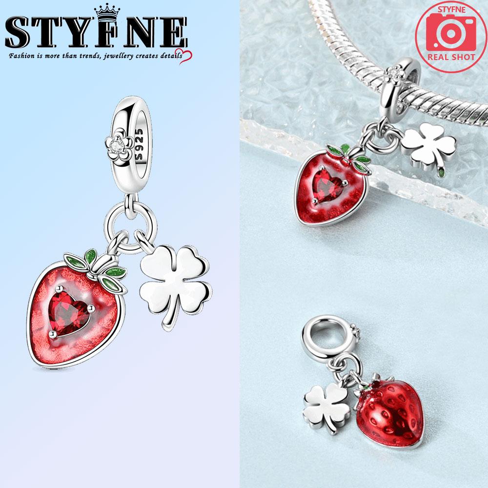 Miedziane Koniczynki Charms Koralik Kiwi Truskawka Wiśnia Miód Brzoskwinia Cytryna Zawieszki Pasują do Oryginalnej Bransoletki Biżuteria DIY