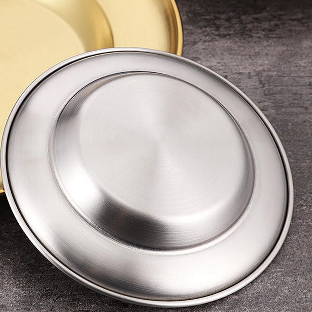 1PC Stainless Steel Plate 8in Ultra-Portable Dinnerware Metal Dinner Plates for Kids Toddlers Grate for Outdoor Camping Picnic