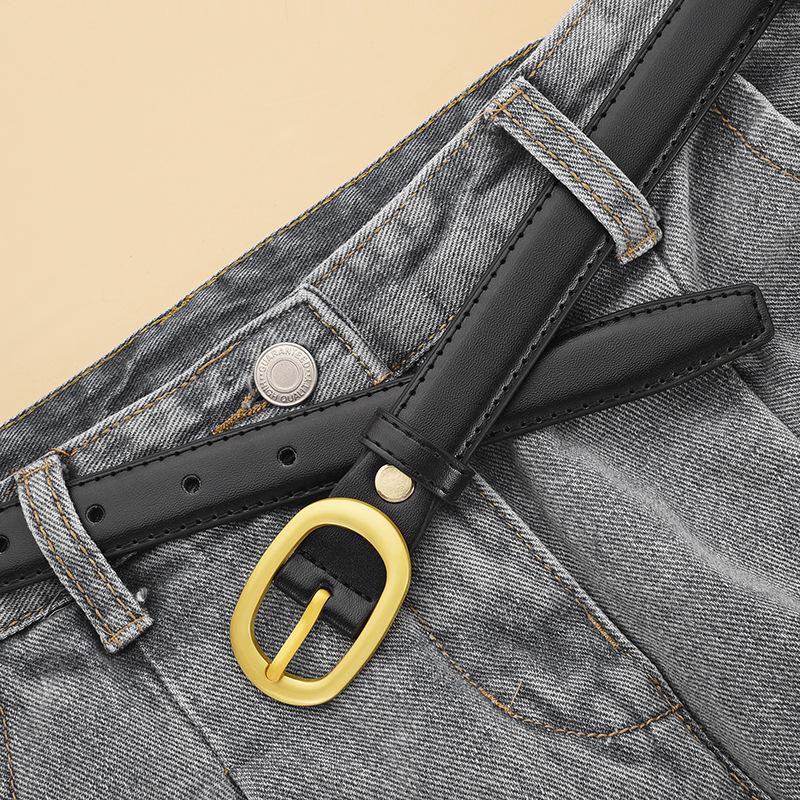 Ladies Belt Vintage Gold Pin Buckle Belt Student Couple Jeans Belt