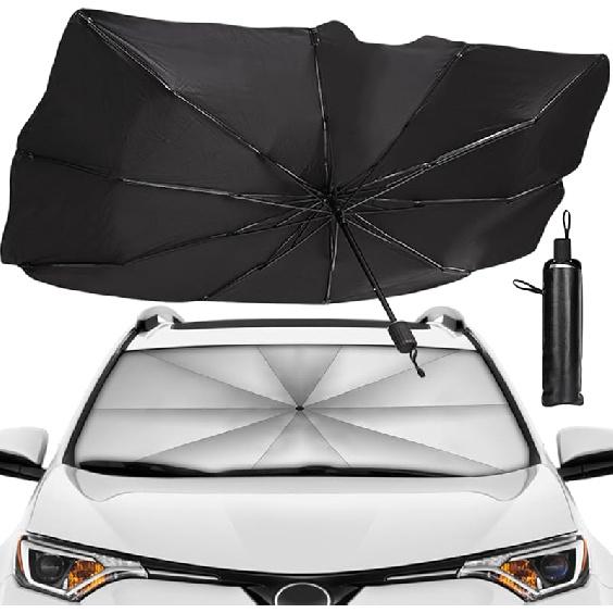 Sedan SUV Car Sun Shade For Windshield UV Rays And Heat Sun Visor Protector, Foldable Windshield Sun Shade Umbrella,Keep Car Cool,Easy To