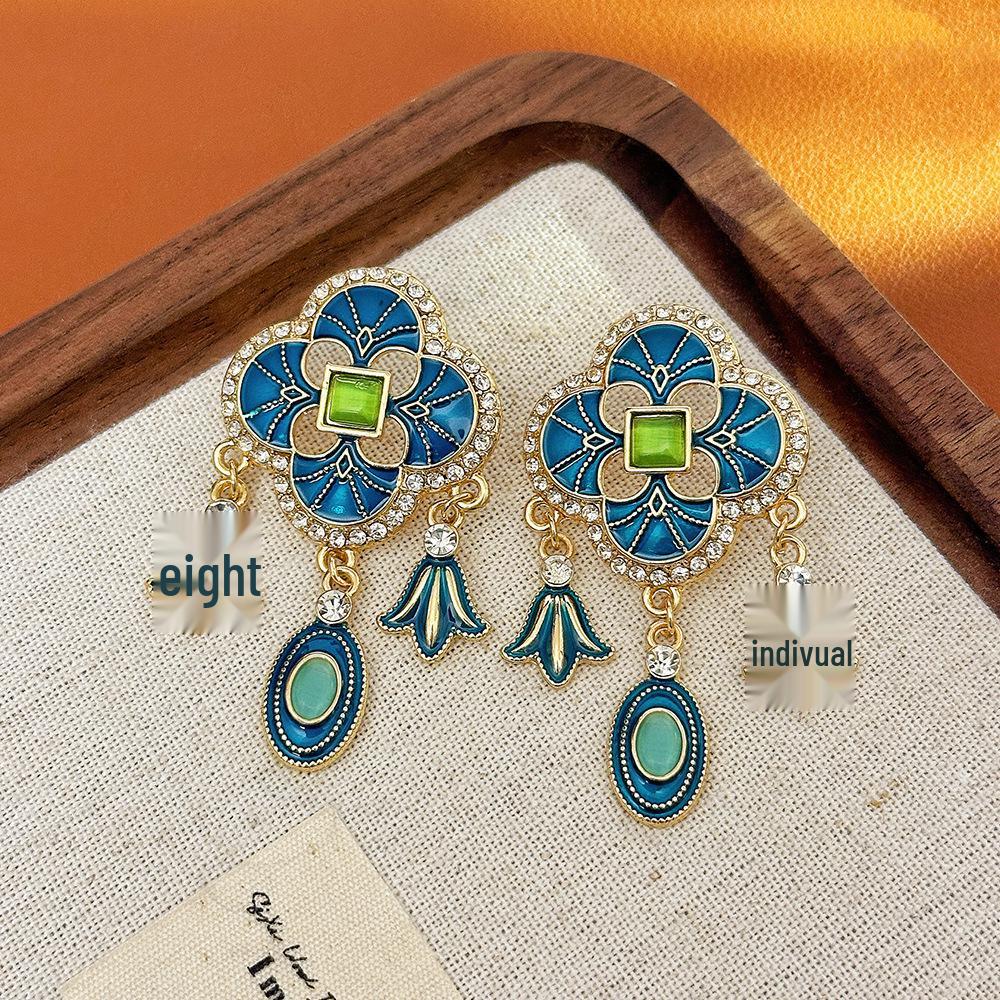 

Вінтажні геометричні сережки-пусети зі стразами - Ретро придворний стиль, Нішевий дизайн, Легка розкіш, Високий клас