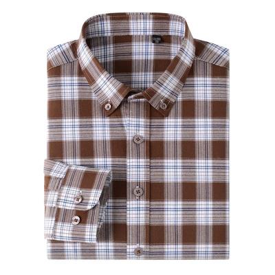 Double Side Bushed Pure Cotton Business Casual Plaid Shirts Long Sleeve Flannel Autumn Soft Male Classic Shirt New High Quality