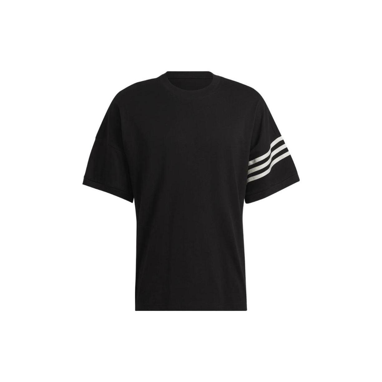 Men s adidas originals Stripe Casual Sports Short Sleeve Black T-Shirt HM1875 S