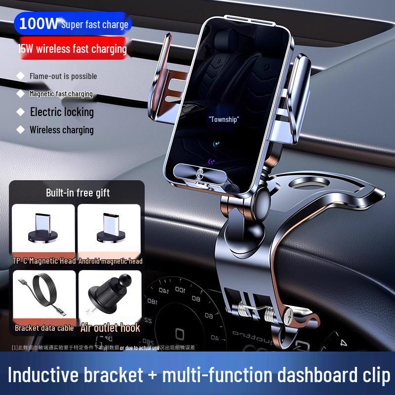 2025 Magnetische Kabellose Handyhalterung & Schnelllader mit Lüftungsschlitz- und Armaturenbrett-Saugfuß