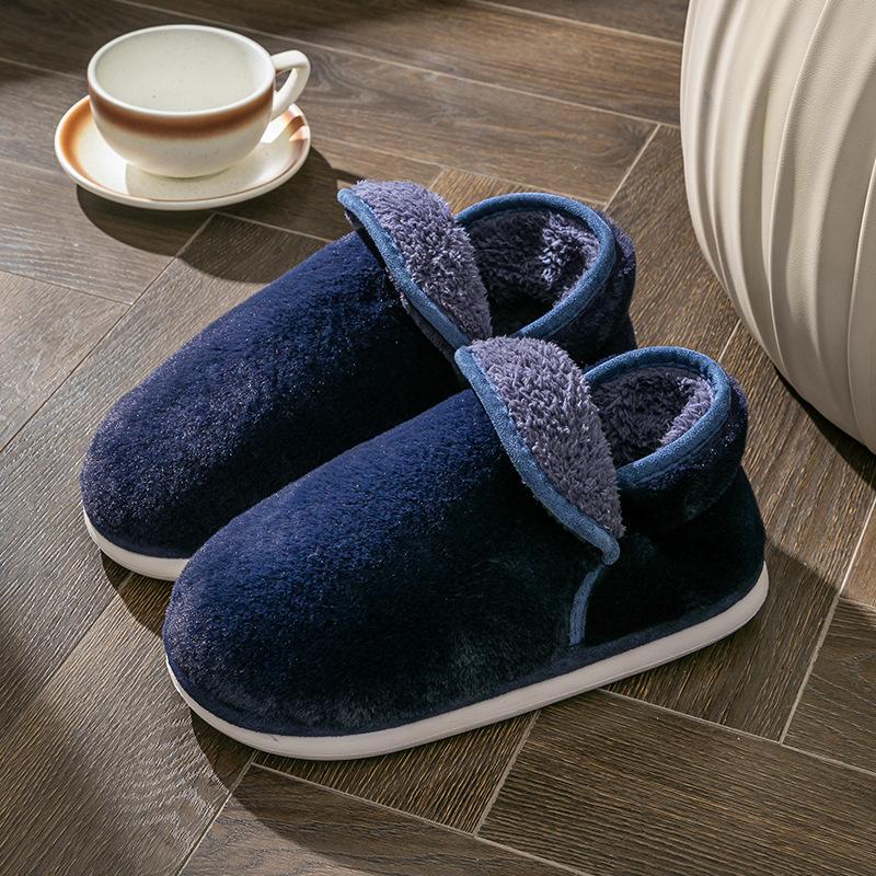 Bag heel cotton slippers non-slip elderly women's winter new thickened and velvet mother warm cotton shoes thick sole