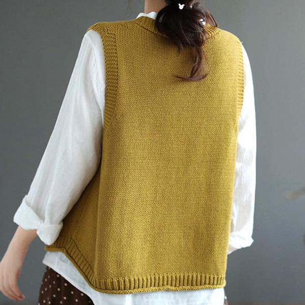 Colete suéter feminino solto retrô colete solto vazado bordado à mão malha cor sólida colete vintage