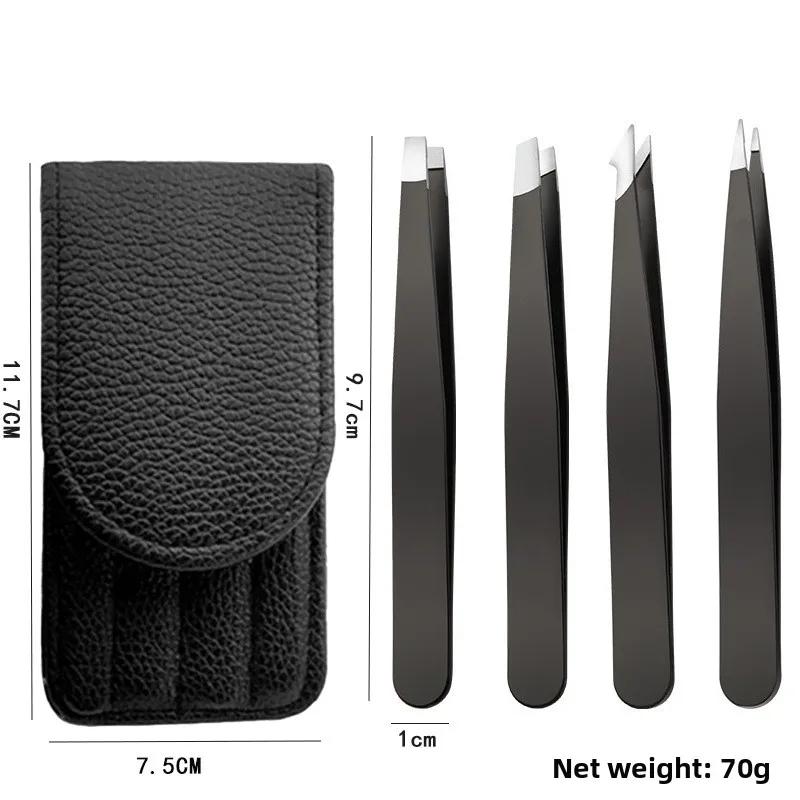 Premium Eyelash Tweezers Set for False Eyelashes and Eyebrow Grooming Stainless Steel Tweezers with Comb and Carry Case