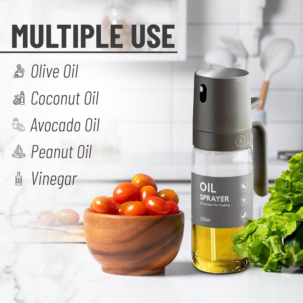 Oil Sprayer Kitchen Gadget for Cooking High Borosilicate Glass Oil Sprayer Mister, 250ml Olive Oil Spray Bottle for AirFryer, Salad, BBQ, Kitchen