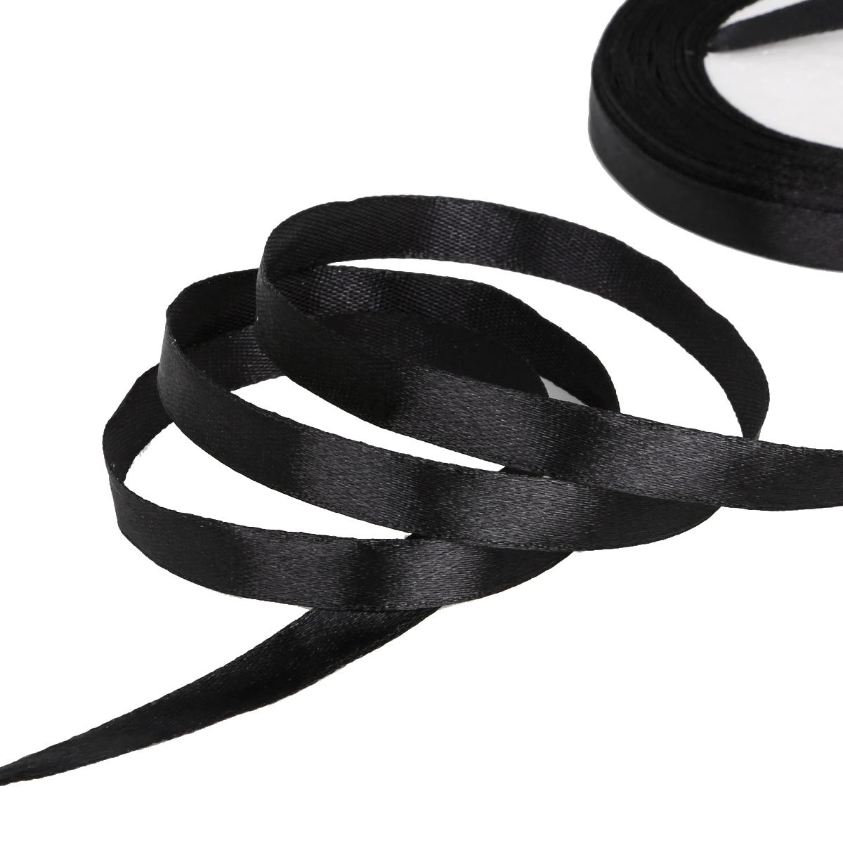 

25 ярдов атласные ленты для свадьбы, дня рождения, подарочная упаковка, рождественские принадлежности для Хэллоуина, фестиваля, ленты для рукоделия своими руками 10mm 25yards чёрный