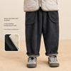 Right European Style Boys' Pants with Fleece Lining, Autumn and Winter Corduroy Thickened Boys' Sweatpants, Children's Winter Clothing