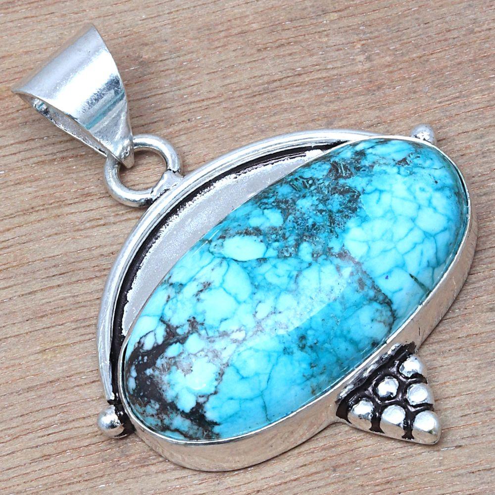 Necklace Tibetan Turquoise Gemstone Handmade Antique Jewelry 1.5"