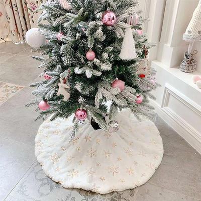 78-122cm New Christmas Tree Skirt Faux Fur Carpet Snowflake White Plush Mat For Home Xmas Year Decor Ornament
