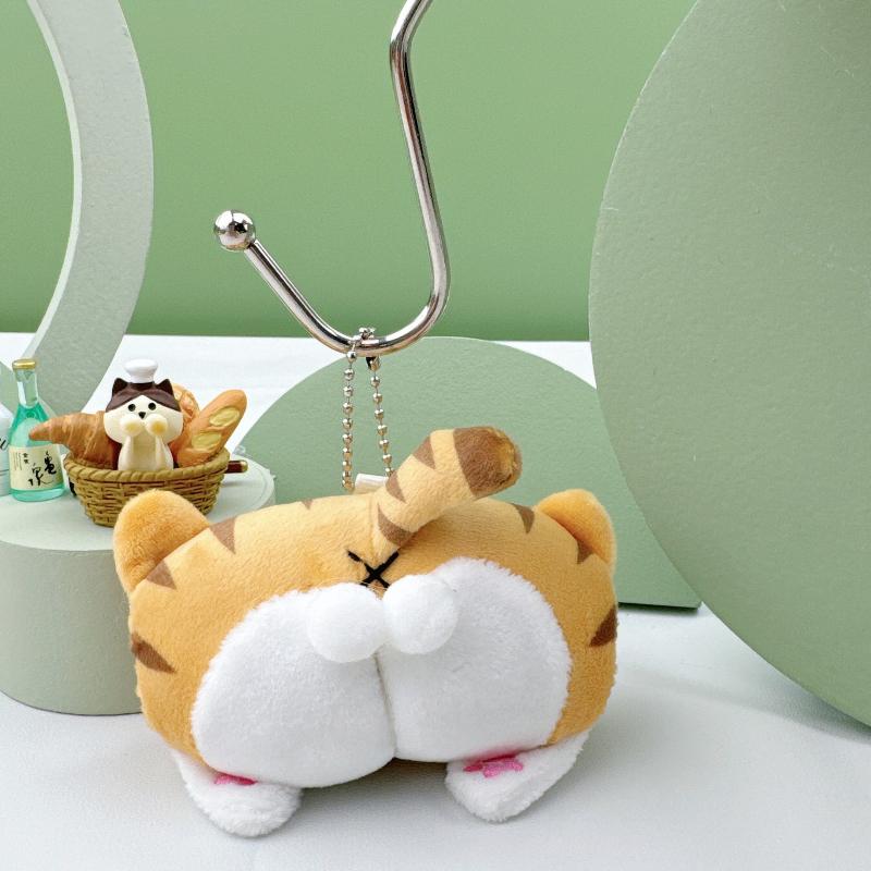 Kawaii Cat Dog Buttocks Plush Keychain Cute Soft Animal Backpack Pendant Lovely Soft Fidget Toy Reduce Stress Doll Birthday Gift