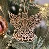 Wooden Angel Christmas Ornaments Rustic Angel Hanging Ornament with Hollow Design for Winter Xmas