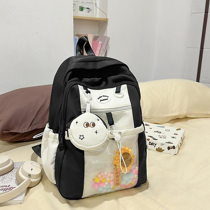 

Рюкзак для корейских старшеклассников и старшеклассниц высокого качества, большой вместимости, легкий и универсальный, с милым контрастным рюкзаком в колледжском стиле. .
