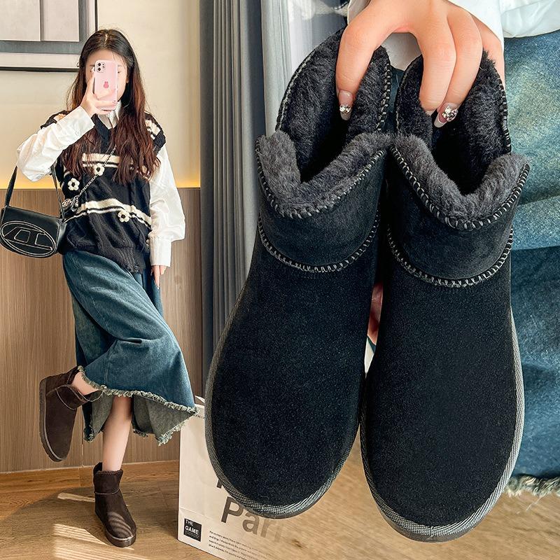 Women's Snow Boots Winter New Fleece Thickened Cotton Boots Children's Warm Short Tube Bread Cotton Shoes
