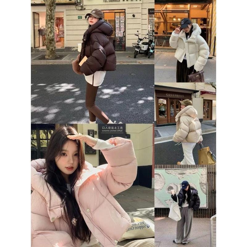 

Короткая пуховая хлопковая одежда женская зимняя новая одежда-хлеб Кенду модная кофейная куртка с капюшоном S