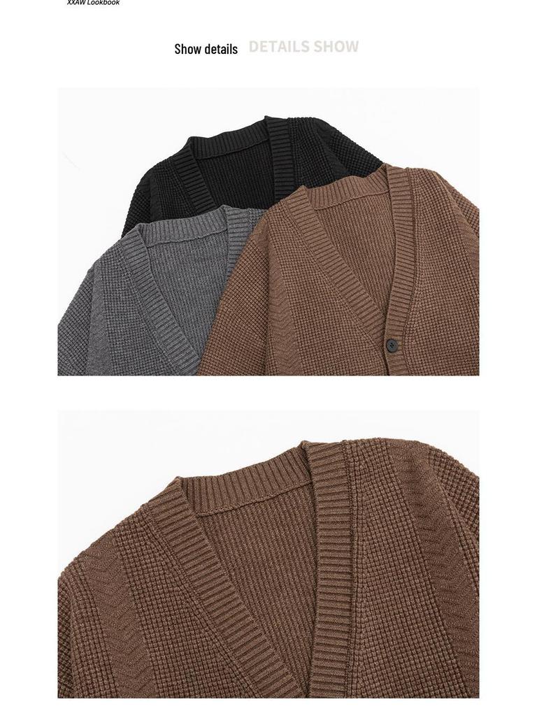 Mu Yuan Unisex Single-Breasted Cardigan - Autumn/Winter Loose Knit Sweater
