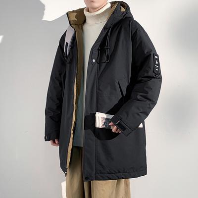 Long Cotton-padded Men's Winter Padded Protective Tooling Down Cotton-padded Jacket Hooded Windproof Cotton-padded Jacket.