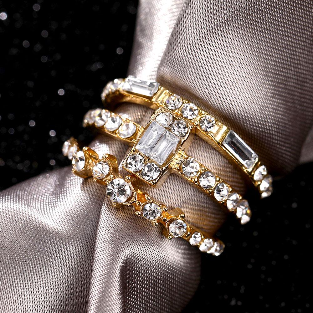 Set Ring Elegantes Schmuckstück Damenmode Silber Retro Übertrieben Kombinierter Ring