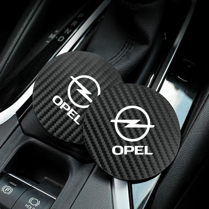 AAAYW1 2Pcs Car Coasters Carbon Fiber Cup Holder Mat For Opel Corsa D Astra Insignia Mokka Car Interior Accessories Decorative Coasters