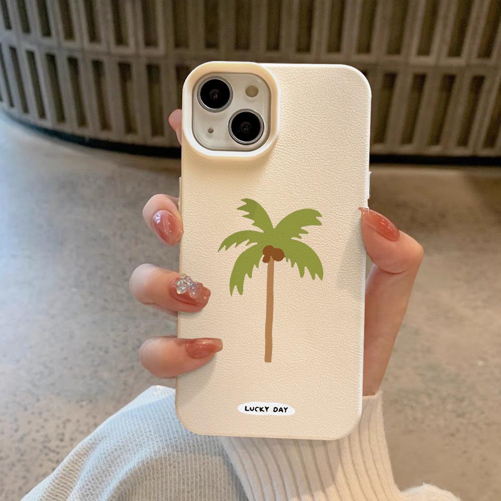 Einfache Kokospalme für iPhone 16 Handyhülle für iPhone 15 Neues Modell 14plus Kreatives 12 Litschi-Muster 11 Silikon
