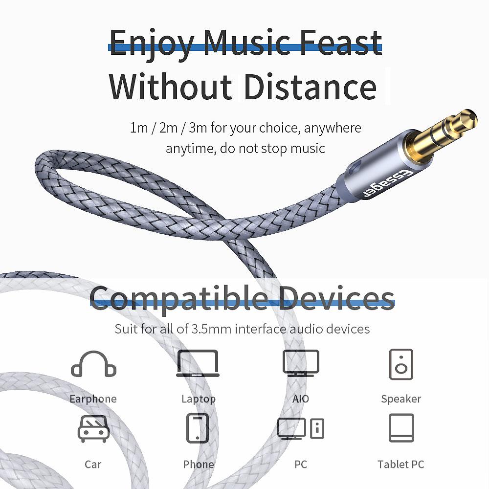 Essager Headphone Extension Cable Jack 3.5mm Audio Aux Cable 3.5 Mm Female Splitter Speaker Extender Cord For Earphone AdapterGood Product