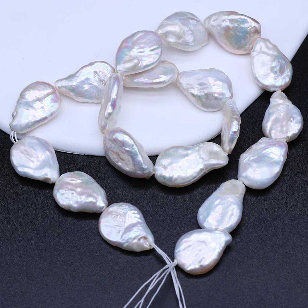1String, 10×20mm Baroque Natural Freshwater Flat Drop Shape Pearls 36cm Loose Beads for Handmade Jewelry Craft Supplies, DIY Holiday Gifts