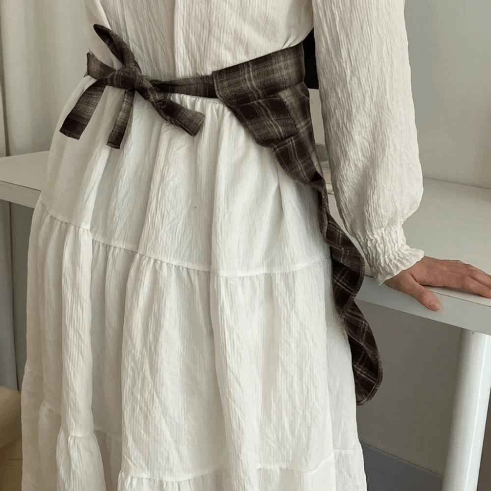 with Pocket Korean Style Apron Fashion Kitchen Cafe Baking Apron Floral Plaid Half Apron Man Woman
