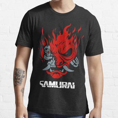 %100 Pamuklu Yazlık Erkek Tişörtleri Vintage Samurai Retro Japon Oyun 2077 Sanat Oyun Baskılı Rahat Üst Tişörtler