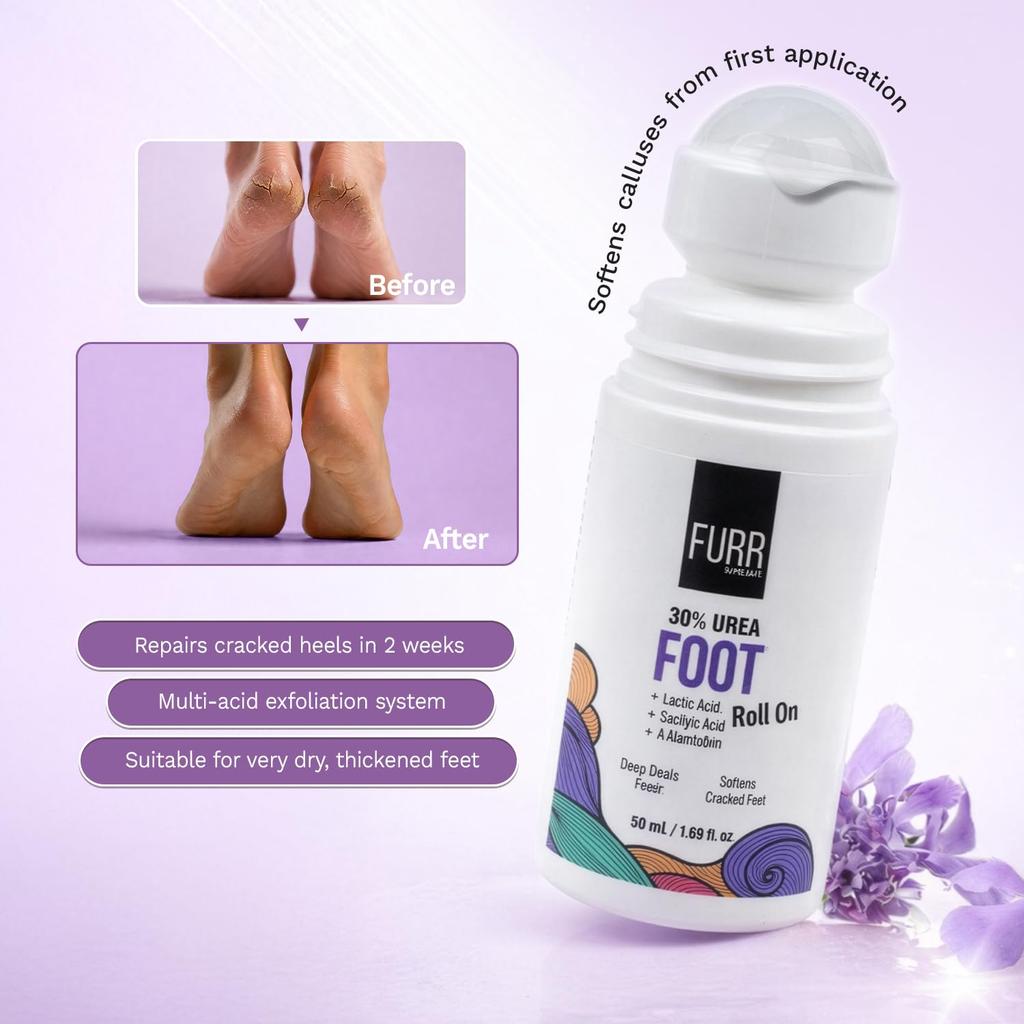 FURR 30% Urea Foot Roll On 50ml |Repairs, Hydrates, Softens | Cracked Heels