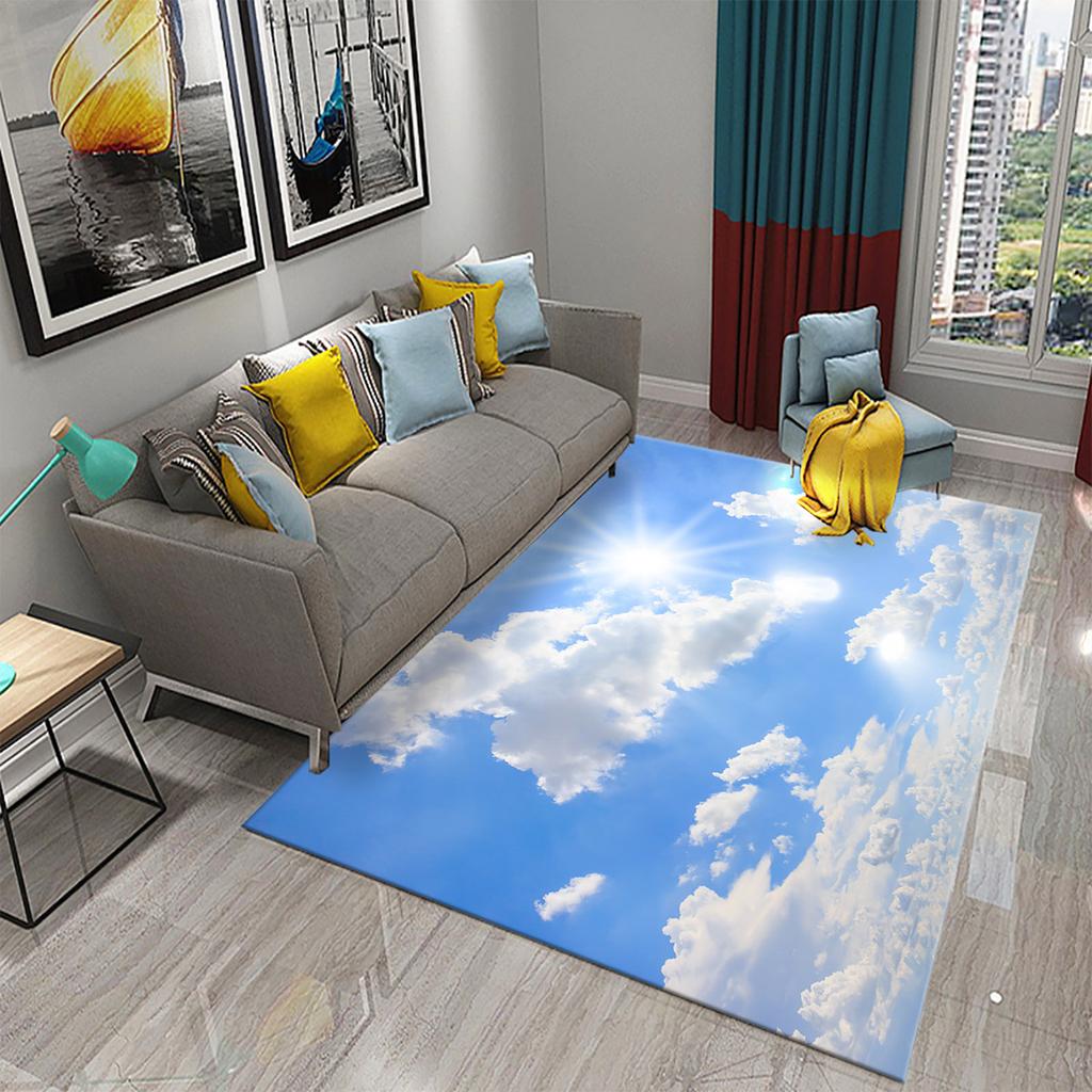 Cloud Carpet Blue Sky White Clouds Rainbow Rugs Doormat Anti Slip Floor Carpet Bathroom Kitchen Rugs Bathroom Living Room Decor