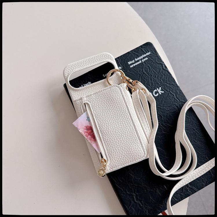 Applicable To Google 9PoXL Lychee Pattern Zipper Bag pixel10Pro Messenger Card Wallet 9A Mobile Phone Protective Case