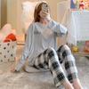 Pijamas femininos de primavera e outono, roupa para casa, meninas, estudantes, pijamas, mangas compridas e calças, roupa simples para casa