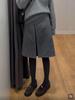 Light Gray Woolen High Waist Midi A-Line Skirt - Slimming, Versatile, Autumn/Winter Fashion for Women