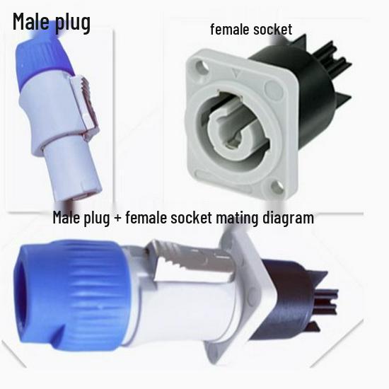3P Stage Lighting Beam Light with Aviation Plug, LED Display, and XLR Waterproof Male/Female Socket.
