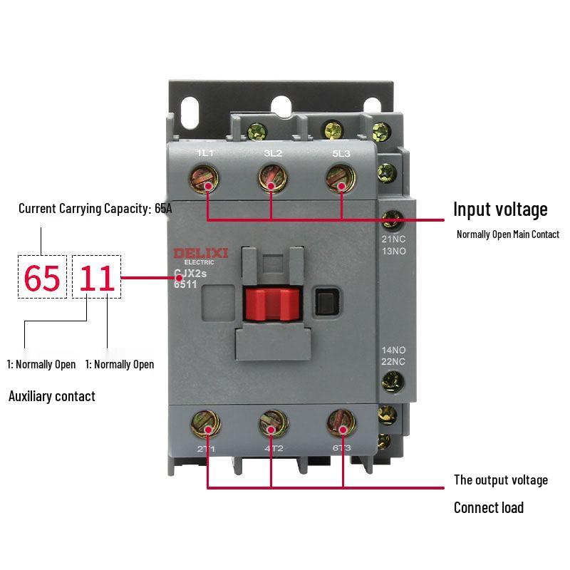 DELIXI Electrical CJX2S-6511 AC Contactor, Low Voltage, NO/NC, 50/60Hz, RoHS Compliant