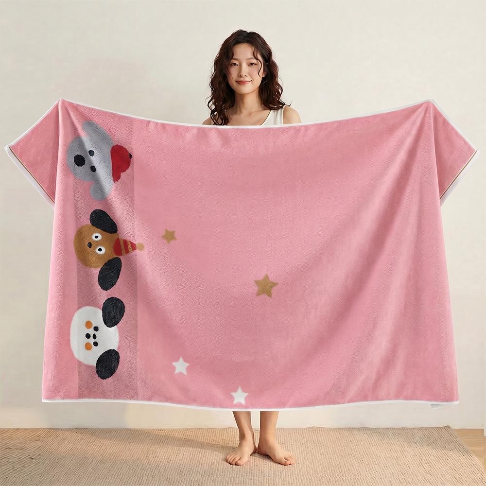 Large Grade A Yarn-Dyed Jacquard Cotton Bath Towel - Thick, Absorbent, Adult Style